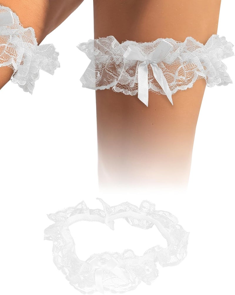 OhYeah! Lace Wedding Garters for Bride Bridal Garter Set Elastic Leg Garters for Thigh with Bow Party Prom Bridal Lingerie - Image 1